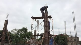 How To Build Concrete Column System For The House  Build Houses Step By Step [upl. by Hainahpez]