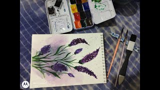 Lavenders Watercolor painting  Simple and Quick painting  Paint with me [upl. by Lunn]