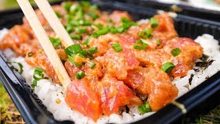 Food in Hawaii  POKE BOWLS and Seafood at Tanioka’s in Waipahu Hawaii [upl. by Declan454]