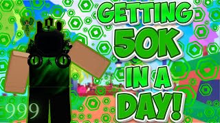 ROBLOX  PLS DONATE EARNING 50K ROBUX IN 1 DAY INSANE VIDEO [upl. by Yelime]