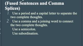 Fused Sentences amp Comma Splices [upl. by Lucy]