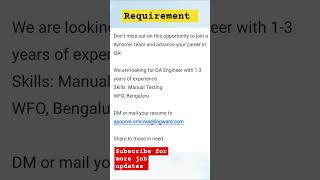 Hiring QA Engineer  experienced can apply  software testing softwareengineer softwaretester job [upl. by Halsey]