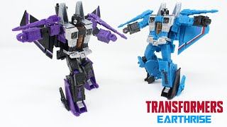 Transformers Earthrise Cybertronian Villians Skywarp and Thundercracker Review [upl. by Anrev562]