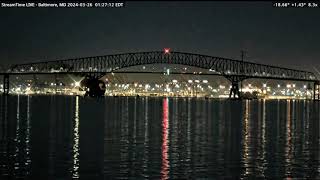 Francis Scott Key Bridge Collapse in Baltimore MD March 26 2024 — Webcam Footage from the Port [upl. by Mobley]