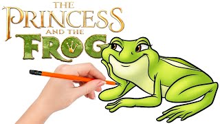 How to draw Princess Tiana of Maldonia as a frog  The Princess and the Frog [upl. by Maleeny]