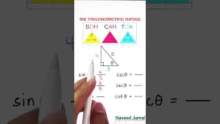 SOH  CAH  TOA Six Trigonometrics Ratio trigonometry sohcahtoa righttriangles maths shorts [upl. by Zahavi]