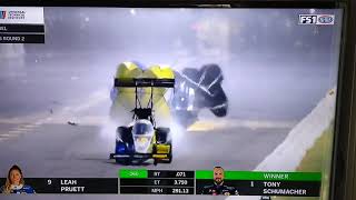 NHRA  Leah Pruett Crash  Car Disintegrates Flips Over [upl. by Maxine]