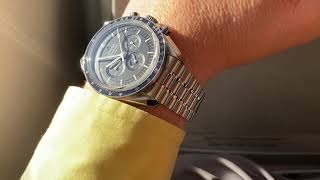 OMEGA Speedmaster Moonwatch 2021 sapphire sandwich  3D step dial in full sunshine [upl. by Cloutman]