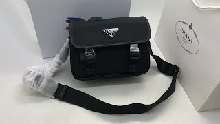 PRADA Nylon and Saffiano Leather Shoulder Bag Detailed Review [upl. by Enelear446]