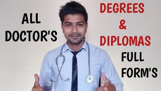 Full Form of all Doctors Degree amp Diplomas  All medical Degrees amp Diplomas Full Form [upl. by Odnalor]