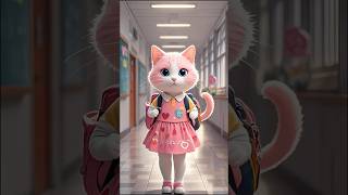 The cat going to school short cat cutecat cuteanimal catlover kitten [upl. by Atirahs]