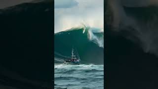 Can This Small Boat Survive a Massive Wave ship scaryocen bigwaves [upl. by Epuladaug335]