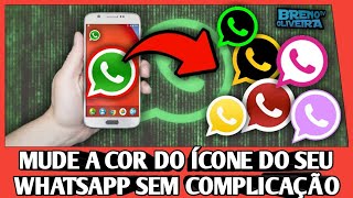 VOCÊ SABIA QUE AGORA TEM COMO MUDAR A COR DO ÍCONE DO WHATSAPP  Veja Como [upl. by Nauquf513]