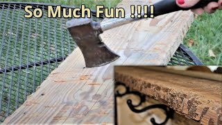 DIY Hewn Look Reclaimed Wood Mantel Part 3 [upl. by Awjan]