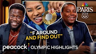 Gold Medalist Jordan Chiles Shows Off Grillz With Kevin Hart amp Kenan Thompson  Olympic Highlights [upl. by Landon]