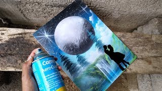 Spray Paint Art Como pintar un Paisaje nocturno Fácil y sencillo aerosolgrafia [upl. by Kenelm]