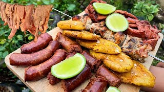 LONGANIZA y CARNE SALADA Hecho en el fogón del campo Comida Dominicana [upl. by Mulac]