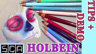 Holbein Colored Pencils Tips amp Demo [upl. by Gnehc]