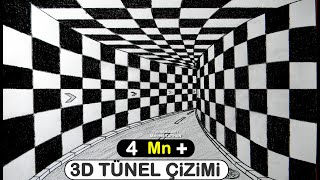 3D TÜNEL ÇİZİMİ  ÜÇ BOYUTLU TÜNEL ÇİZİMİ  HOW TO DRAW 3D TUNNEL DRAWING [upl. by Salas]