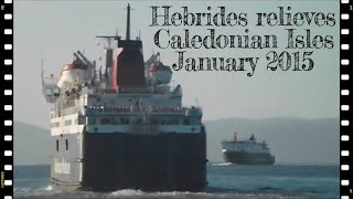 MV Hebrides arrives to relieve MV Caledonian Isles at Ardrossan 3115 [upl. by Ffoeg]