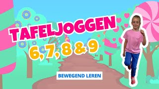 TAFELJOGGEN GAME  Tafels oefenen van 6 7 8 amp 9  Bewegend Leren  Rekenen groep 5  Hee Hoo [upl. by Baudin]