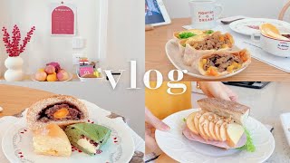 vlog31｜迎新大扫除｜牛肉芝士卷｜椰子鸡火锅｜苹果奶酪火腿三明治｜囤面包和拆快递的快乐日常 [upl. by Ade]