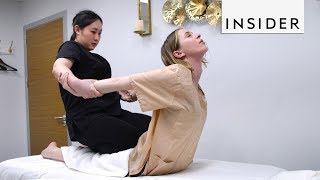 We Tried A Thai Massage  Insider Beauty [upl. by Attiuqram]