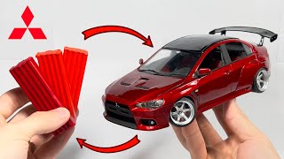 Crafting Mitsubishi Lancer Evolution X from Plasticine Clay  incredible result [upl. by Htrowslle347]