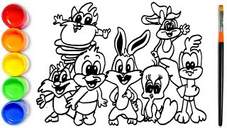 Baby Looney Tunes  Drawing Tweety Bugs Bunney Gossamer Road Runner Baby Taz [upl. by Egreog107]