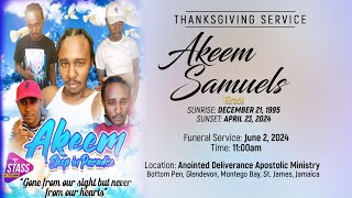 Thanksgiving Service for the Life of Akeem ONeil Samuels [upl. by Hayalat524]