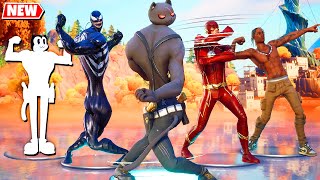 Fortnite Toon Meowscles Dance Song Squash amp Stretch Emote on Other Skins [upl. by Ahseyd800]