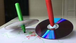 Fun Spinning Top Art Project For Kids With Marker And CD [upl. by Bainbrudge]