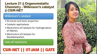 Organometallic Chemistry  Wilkinsons catalyst  CSIRNET  GATE  IIT JAM [upl. by Eniamzaj]