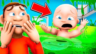 Baby FLOODS Daddys House With SLIME [upl. by Ocihc]