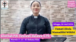 Khotbah Pdt Desiwati Halawa STh Minggu 30 Juni 2024 [upl. by Aseeral598]