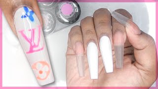 Acrylic Nails Tutorial  Louis Vuitton Nail Art Nail Tutorial  How To Acrylic Nails with Nail Forms [upl. by Barhos]