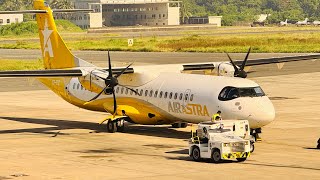 Yellow bird in the sky 🐤✈️ Air Astra’s Alenia ATR 72 is onboarding at Shah Amanat Intl Airport [upl. by Enelyad783]