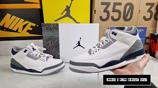 Jordan 3 Retro Midnight Navy  On Feet and Check 85 Nice [upl. by Elleinad]