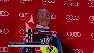 Shiffrin New Snow Queen with 119 second Victory in Zagreb SL  USSA Network [upl. by Elfrida64]