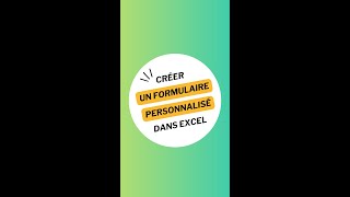 Créer un formulaire personnalisé dans Excel [upl. by Oine]