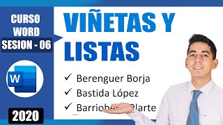 Viñetas lista numerada y lista multinivel en WORD  06 [upl. by Alakim]