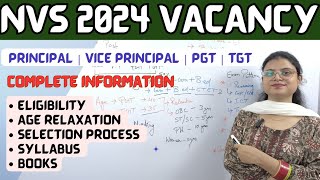 NVS PGT TGT TEACHERS RECRUITMENT 2024 COMPLETE INFORMATION NVS TGT PGT ELIGIBILITY  AGE  SYLLABUS [upl. by Eelrehpotsirhc]