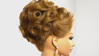 Bridal updo Wedding hairstyle for medium hair tutorial [upl. by Mairim166]