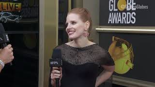 Jessica Chastain Red Carpet Interview  Golden Globes 2019 [upl. by Chasse]