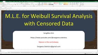 287 MLE for Weibull Survival Analysis with censored data in Excel and R [upl. by Melleta]