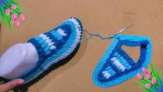 very easy crochet slippers for beginners  Knitting socks for ladies [upl. by Delbert]