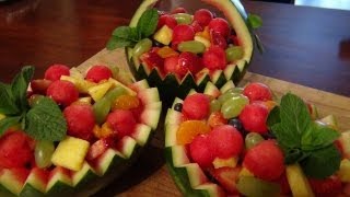 Carving Watermelon Basket And Bowls [upl. by Rexanna568]