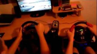 DiRT 3 SplitScreen PC Gameplay Logitech G25 amp Logitech Force EX HD [upl. by Ahsined]