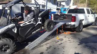 Loading Polaris RZR 900 into Standard Bed Pickup using a Winch [upl. by Loella867]