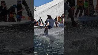 Boys Pond Skim  Water Slide Challenge Grimentz 29 skiing ski switzerland suisse schweiz [upl. by Bettzel]